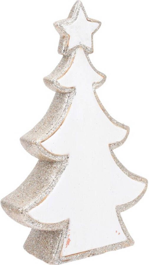 Merkloos Kerst kunstkerstboom wit glitter beeldje 40 cm versiering decoratie Kerstbeeldjes