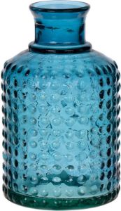 Bellatio Design Bellatio Bloemenvaas hemelsblauw relief transparant glas D12 x H20 cm Vazen