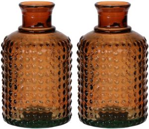 Bellatio Design Bloemenvaas 2x bruin transparant gerecycled glas D12 x H20 cm Vazen