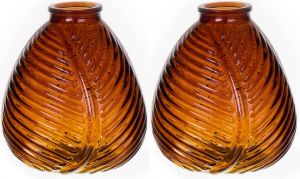 Bellatio Design Bloemenvaas 2x bruin transparant glas D14 x H16 cm Vazen