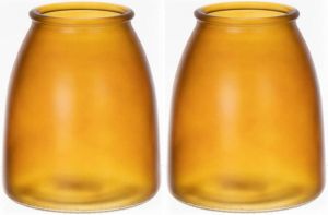 Bellatio Design Bloemenvaas 2x geel mat glas D13 x H15 cm Vazen