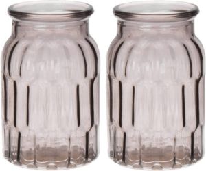 Bellatio Design Bloemenvaas set van 2x grijs transparant glas D12 x H18 cm Vazen