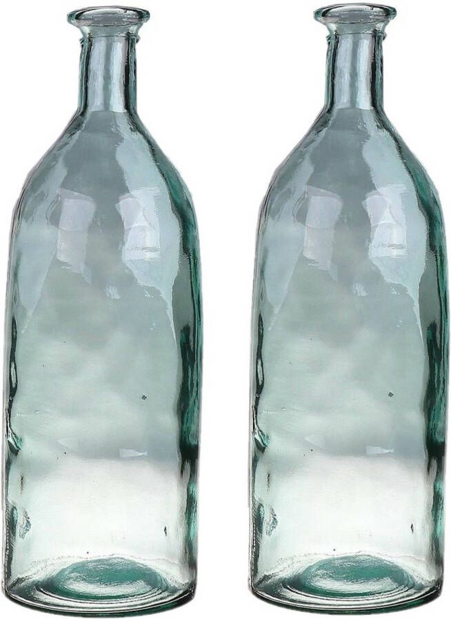 Bellatio Design Bloemenvaas 2x helder transparant gerecycled glas D12 x H35 cm Vazen