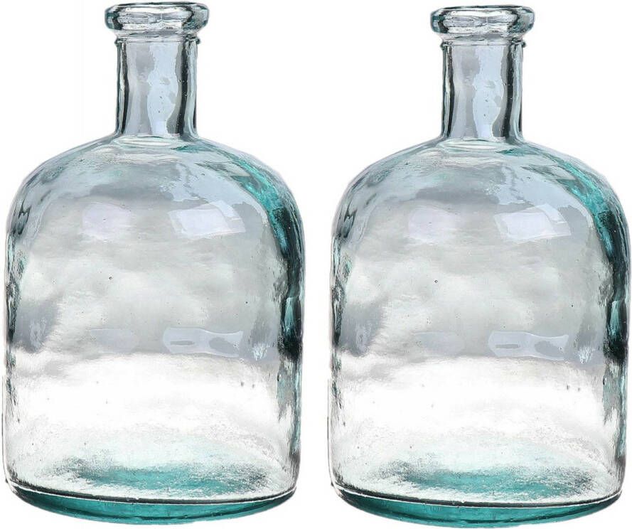 Bellatio Design Bloemenvaas 2x helder transparant gerecycled glas D15 x H24 cm Vazen