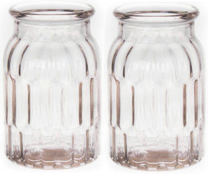 Bellatio Design Bloemenvaas set van 2x helder transparant glas D12 x H18 cm Vazen