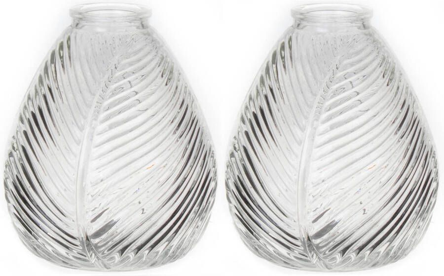 Bellatio Design Bloemenvaas 2x helder transparant glas D14 x H16 cm Vazen