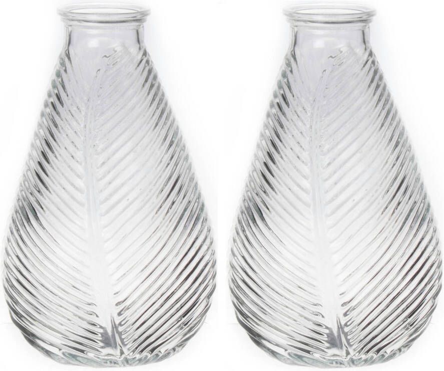 Bellatio Design Bloemenvaas 2x helder transparant glas D14 x H23 cm Vazen