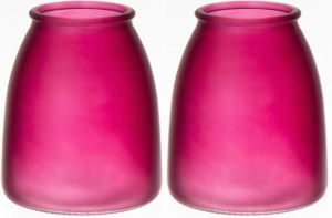 Bellatio Design Bloemenvaas 2x paars mat glas D13 x H15 cm Vazen