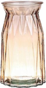 Bellatio Design Bloemenvaas amber bruin transparant glas D12 x H20 cm Vazen