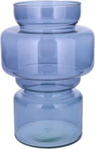 Bellatio Design Bloemenvaas blauw transparant gerecycled glas D17 x H25 cm Vazen