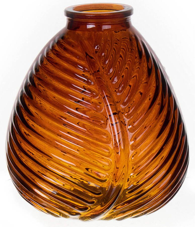 Bellatio Design Bloemenvaas bruin transparant glas D14 x H16 cm Vazen