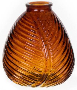 Bellatio Design Bloemenvaas bruin transparant glas D14 x H16 cm Vazen