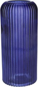 Bellatio Design Bloemenvaas donkerblauw transparant glas D9 x H20 cm Vazen