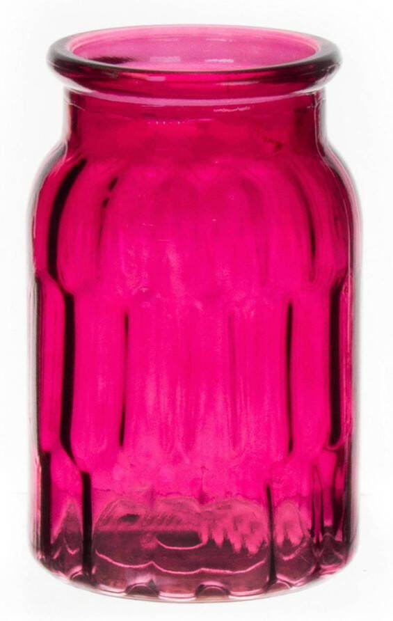 Bellatio Design Bloemenvaas fuchsia roze glas D12 x H18 cm Vazen
