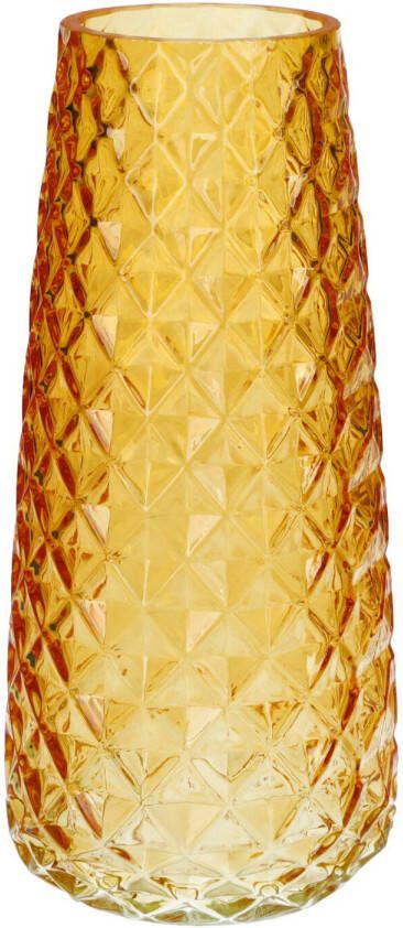 Bellatio Design Bloemenvaas geel glas D10 x H21 cm Vazen