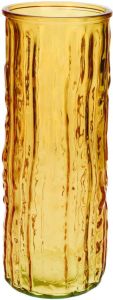 Bellatio Design Bloemenvaas geel goud- transparant glas D10 x H25 cm Vazen