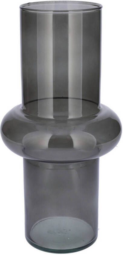 Bellatio Design Bloemenvaas grijs transparant gerecycled glas D15 x H31 cm Vazen