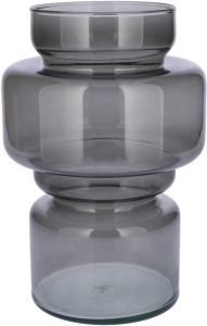 Bellatio Design Bloemenvaas grijs transparant gerecycled glas D17 x H25 cm Vazen
