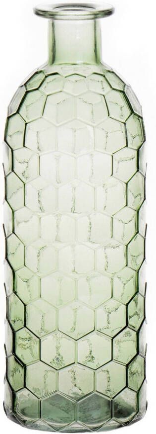 Bellatio Design Bloemenvaas groen transparant glas honingraat D7 x H20 cm Vazen