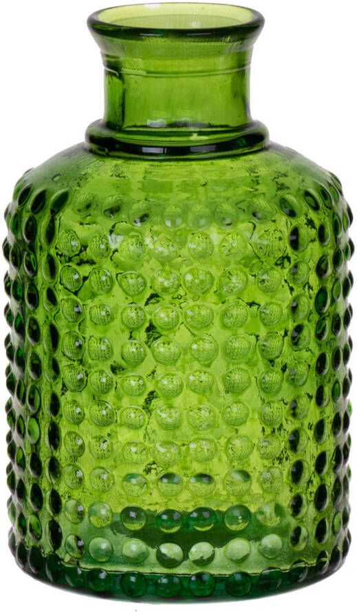 Bellatio Design Bloemenvaas groen transparant gerecycled glas D12 x H20 cm Vazen