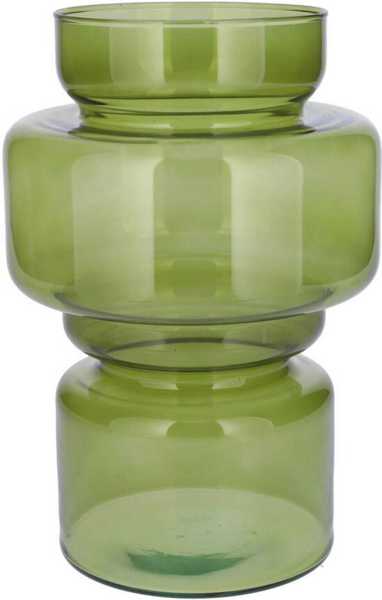 Bellatio Design Bloemenvaas groen transparant gerecycled glas D17 x H25 cm Vazen
