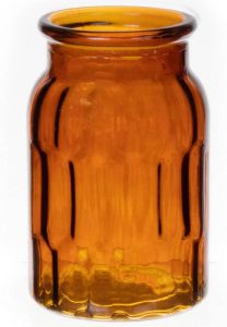 Bellatio Design Bloemenvaas klein bruin transparant glas D10 x H16 cm Vazen