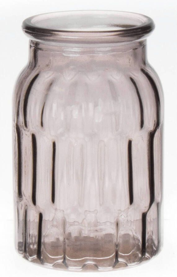 Bellatio Design Bloemenvaas klein grijs transparant glas D10 x H16 cm Vazen