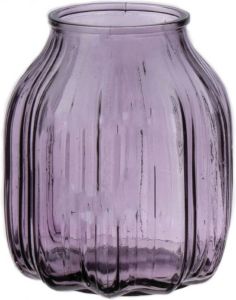 Bellatio Design Bloemenvaas klein paars transparant glas D14 x H16 cm Vazen
