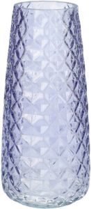 Bellatio Design Bloemenvaas lavendel paars transparant glas D10 x H21 cm Vazen