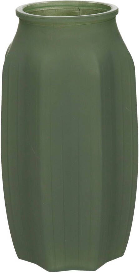Bellatio Design Bloemenvaas mat groen glas D12 x H22 cm Vazen