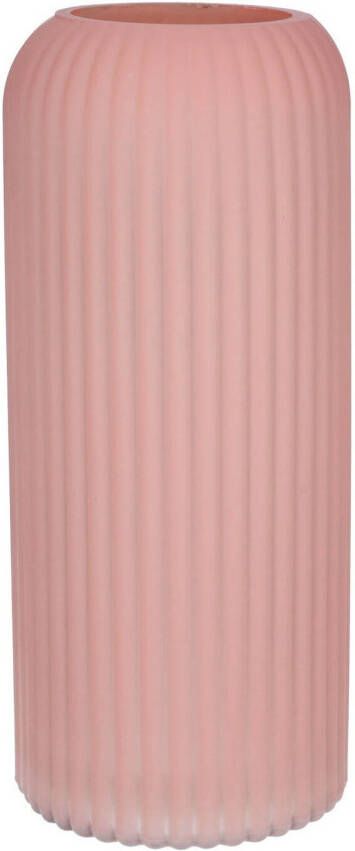 Bellatio Design Bloemenvaas oud roze matglas D10 x H25 cm Vazen