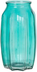 Bellatio Design Bloemenvaas turquoise blauw transparant glas D12 x H22 cm Vazen
