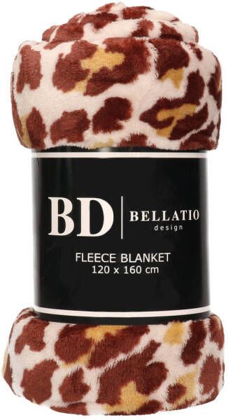 Bellatio Design Fleece plaid deken panter dieren print 120 x 160 cm Plaids
