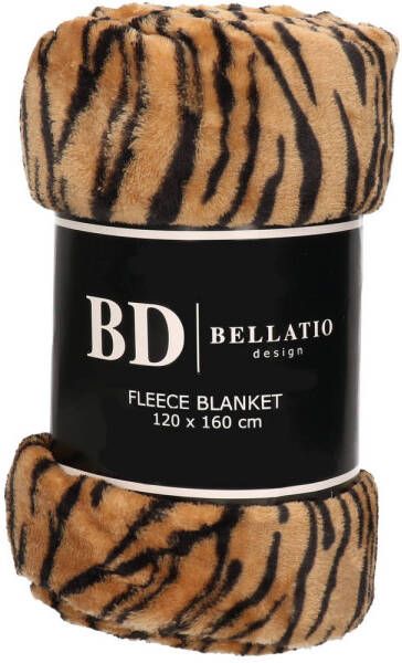 Bellatio Design Fluffy coral fleece plaid deken tijger dieren print 120 x 160 cm Plaids