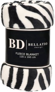 Bellatio Design Fleece plaid deken kleedje zebra dieren print 120 x 160 cm Zeer zachte coral fluffy teddy fleece Warme plaids dekens Plaids
