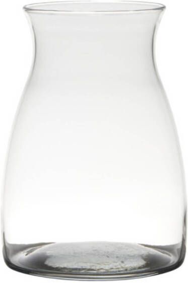 Merkloos Transparante home-basics vaas vazen van glas 20 x 14 cm Bloemen takken boeketten vaas voor binnen gebruik Vazen