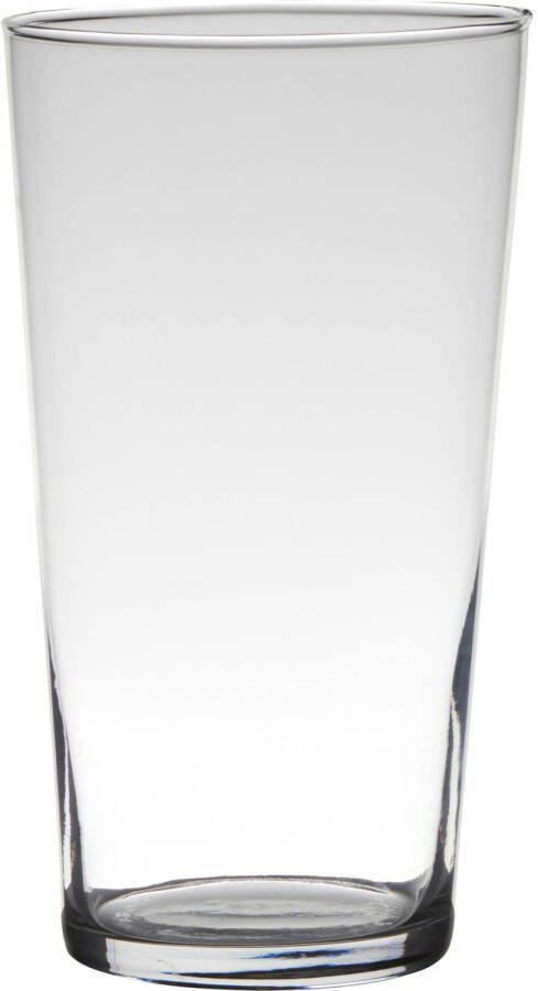 Merkloos Transparante home-basics conische vaas vazen van glas 25 x 14 cm Bloemen takken boeketten vaas voor binnen gebruik Vazen