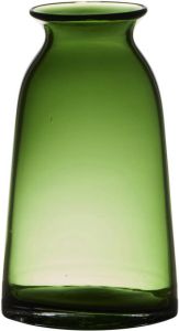 Merkloos Transparante home-basics groene vaas vazen van glas 23.5 x 12.5 cm Bloemen takken boeketten vaas voor binnen gebruik Vazen