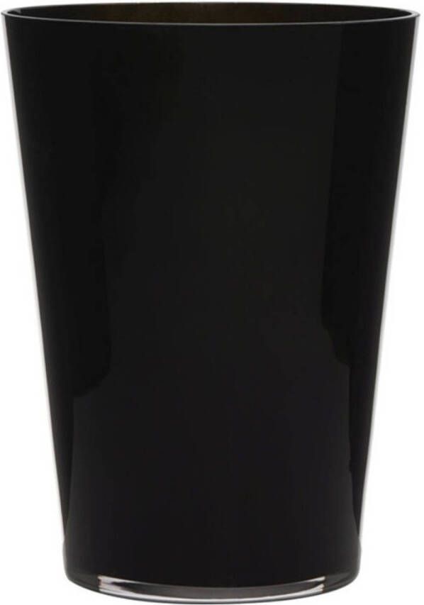 Merkloos Luxe stijlvolle zwarte bloemenvaas 30 x 22 cm van glas Vazen