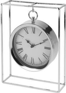 Merkloos Zilveren staande klok decoratie 26 cm metaal Tafelmodel tafelklok Woondecoraties woonaccessoires Tafelklokken