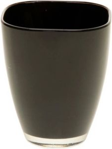 Merkloos Zwarte vierkante vaas van glas 17 cm bloempot bloemen vaas Vazen