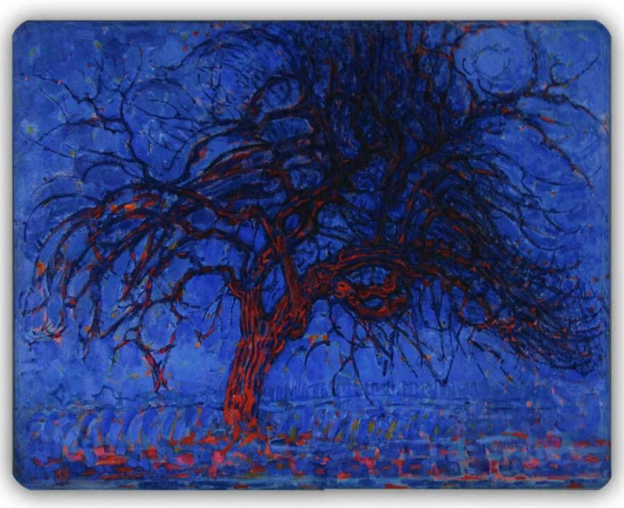 Benza Dunne Fleecedeken Plaid kunst 150 x 120 cm De rode boom van Piet Mondriaan