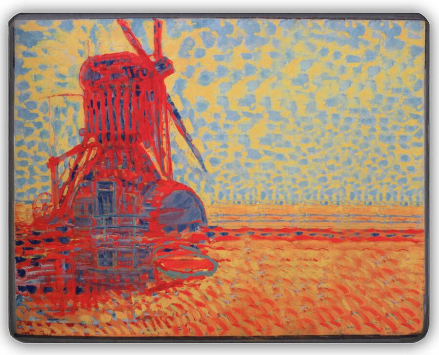 Benza Dunne Fleecedeken Plaid kunst 150 x 120 cm Molen bij zonlicht van Piet Mondriaan