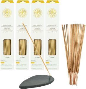 Benza Wierook Aromatherapy Lemon 100 stokjes incl. Speksteen Wierookhouder
