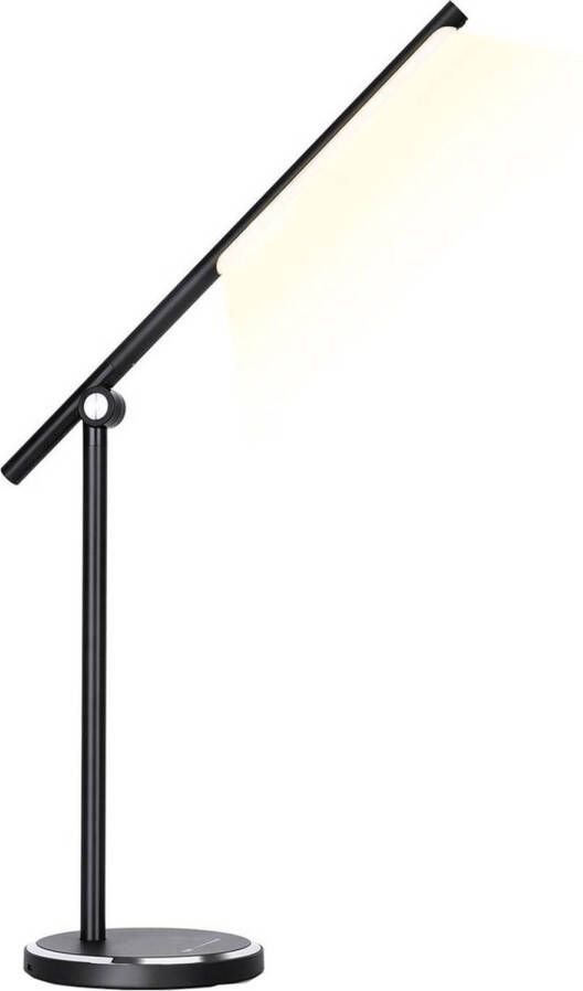 BES LED Bureaulamp Aigi Libo 8W USB Oplaadfunctie Aanpasbare Kleur Dimbaar Rechthoek Mat Zwart Aluminium