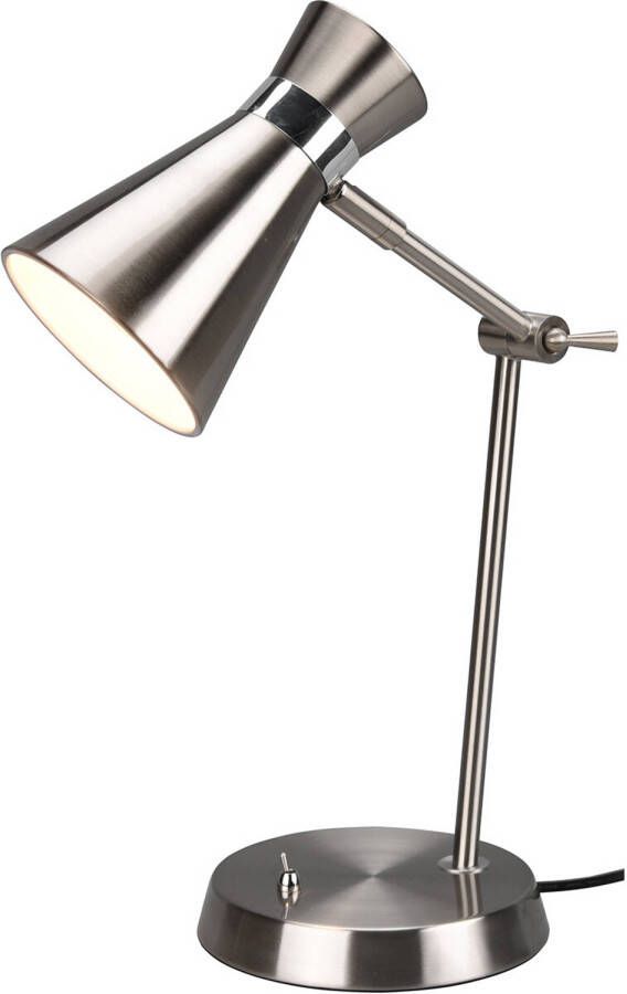 BES LED Bureaulamp Tafelverlichting Trion Ewomi E27 Fitting Rond Mat Nikkel Aluminium