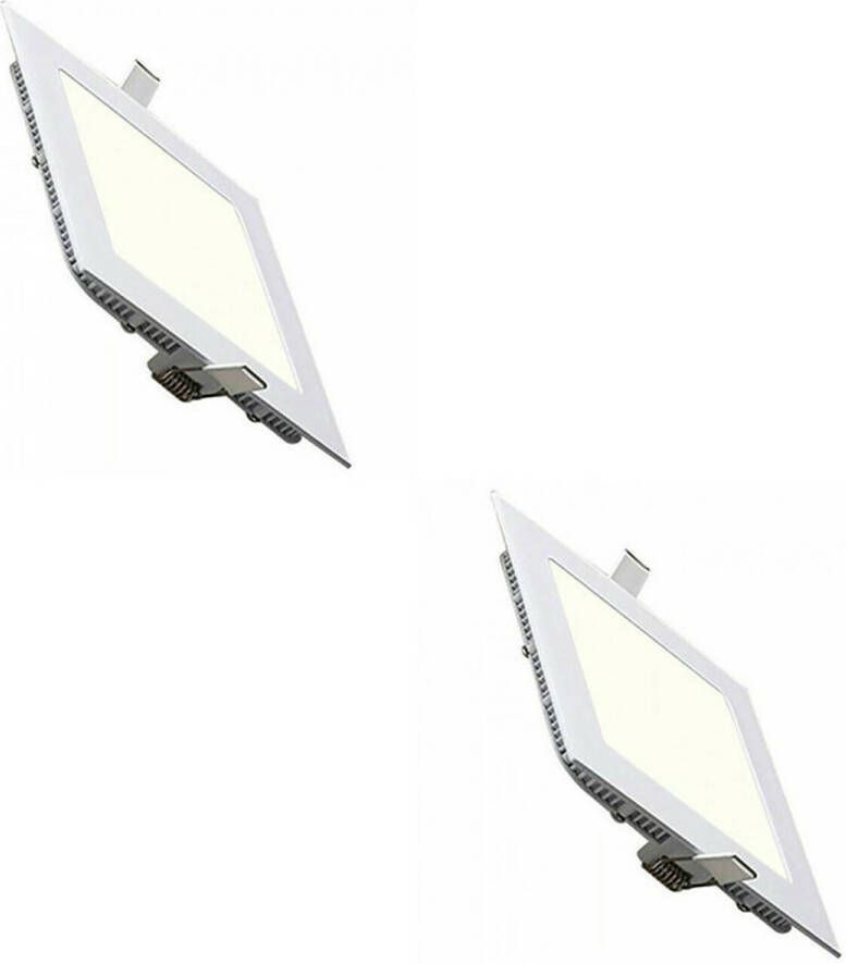 BES LED Downlight Slim 2 Pack Inbouw Vierkant 18W Natuurlijk Wit 4200K Mat Wit Aluminium 225mm