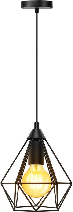 BES LED Hanglamp Hangverlichting Aigi Elsa E27 Fitting 1-lichts Retro Klassiek Mat Zwart Aluminium