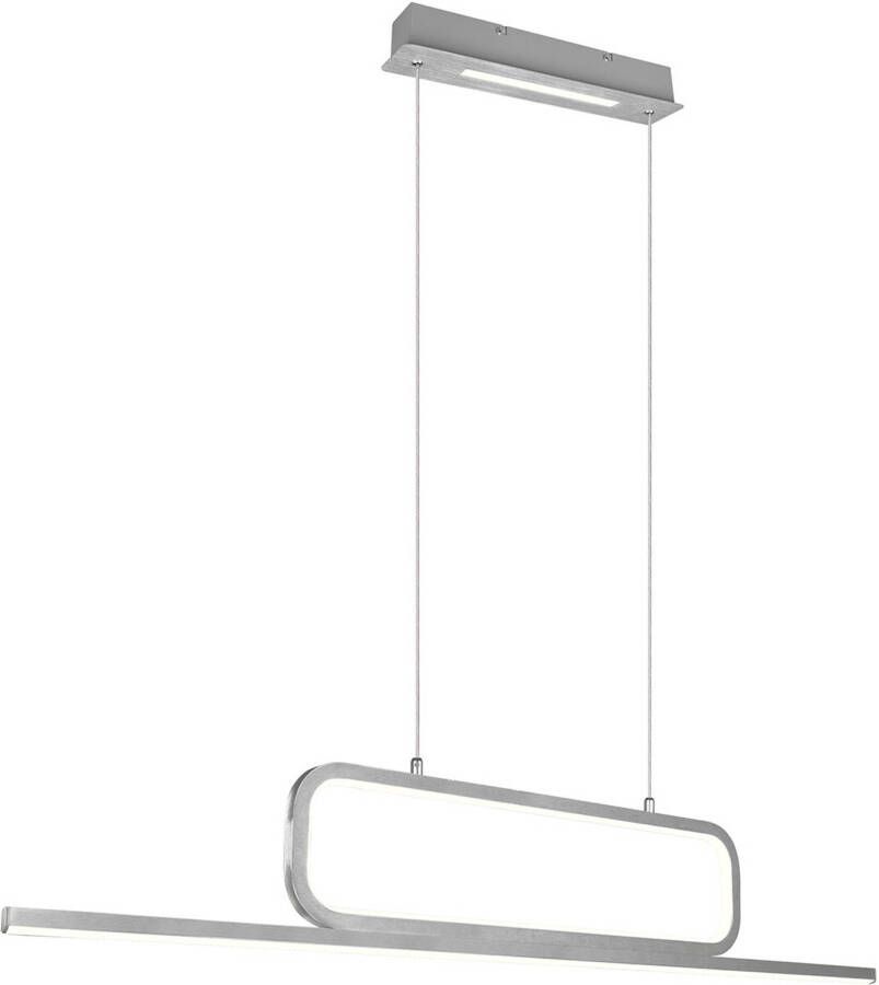 BES LED Hanglamp Trion Akina 38W Warm Wit 3000K Dimbaar Rechthoek Geborsteld Zilver Aluminium