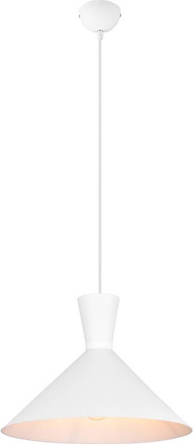 BES LED Hanglamp Trion Ewomi E27 Fitting 1-lichts Rond Mat Wit Aluminium Ø35cm
